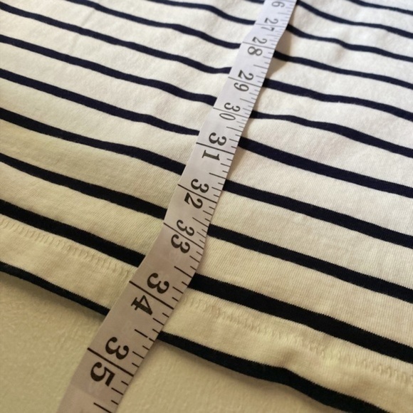 J. Crew Black and Ivory striped ruffle bell sleeve shift dress - Picture 9 of 10